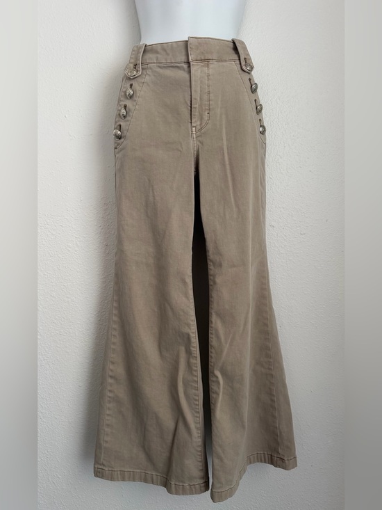 White House Black Market Denim - White House Black Market Khaki Wide-Leg Sailor Button Jeans
